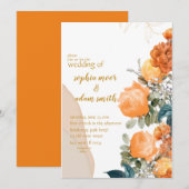 Rustic Neutral Boho oranje Floral bruiloft Kaart (Voorkant / Achterkant)