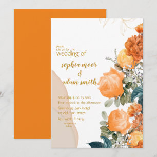 Rustic Neutral Boho oranje Floral bruiloft Kaart