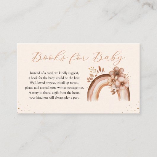 Rustic Neutral Boho Regenboog Boeken voor Baby Informatiekaartje (Voorkant)