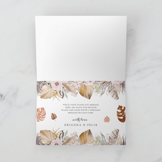 Rustic Neutral Boho Wedding Bedankkaart (Binnen)