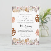Rustic Neutral Boho Wedding Kaart (Staand voorkant)