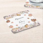 Rustic Neutral Boho Wedding Kartonnen Onderzetters (Schuin)