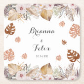 Rustic Neutral Boho Wedding Kartonnen Onderzetters (Voorkant)