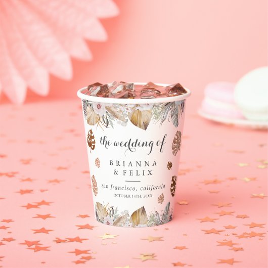 Rustic Neutral Boho Wedding Papieren Bekers (Insitu)