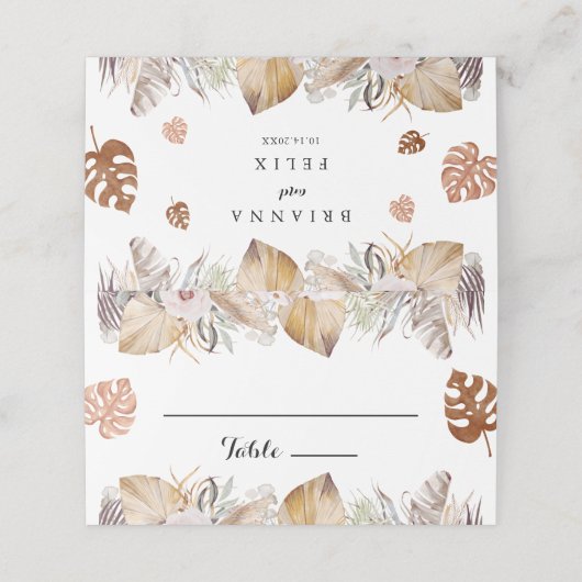 Rustic Neutral Boho Wedding Plaatskaartje (Buitenkant ongevouwen)