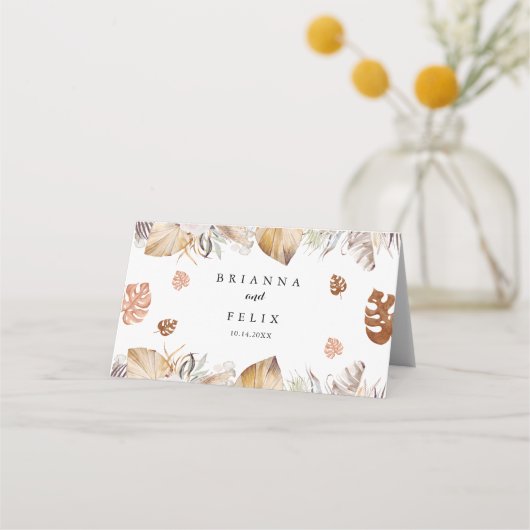 Rustic Neutral Boho Wedding Plaatskaartje (Achterkant)