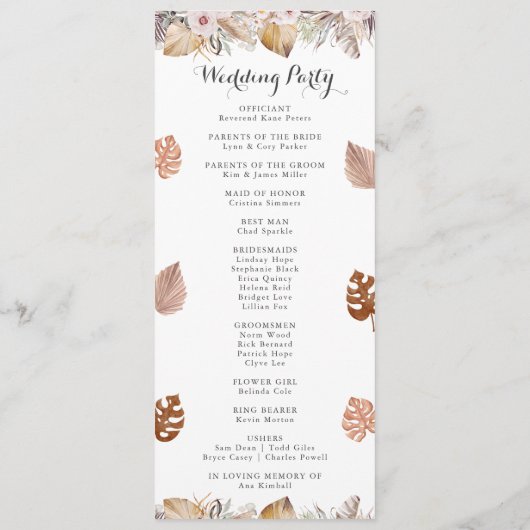 Rustic Neutral Boho Wedding Programmakaart (Achterkant)