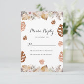 Rustic Neutral Boho Wedding RSVP Kaartje (Staand voorkant)
