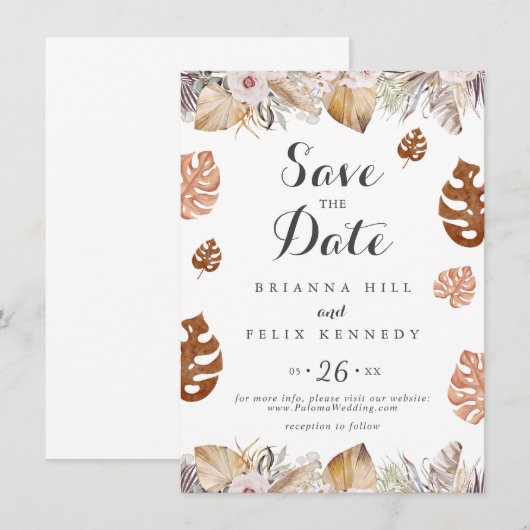 Rustic Neutral Boho Wedding Save The Date (Voorkant / Achterkant)