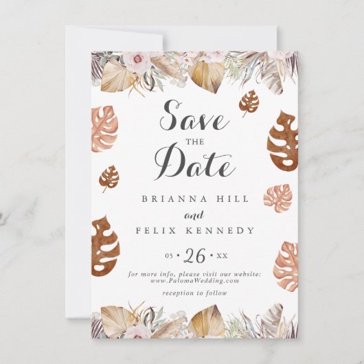 Rustic Neutral Boho Wedding Save The Date (Voorkant)