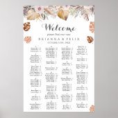 Rustic Neutral Boho Wedding Seating Chart Poster (Voorkant)