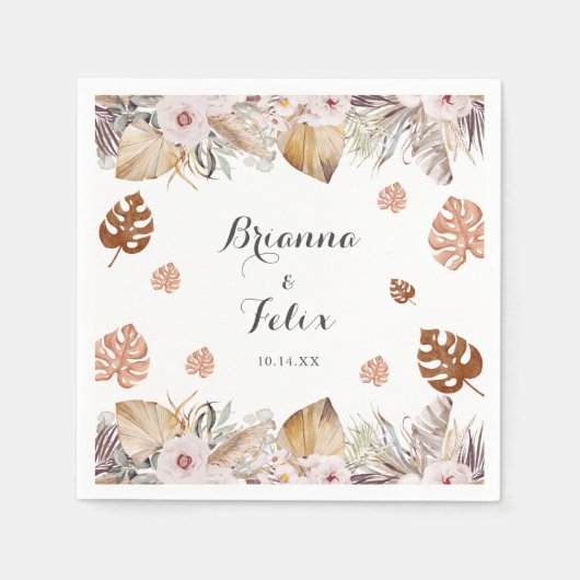 Rustic Neutral Boho Wedding Servet (Voorkant)