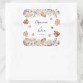 Rustic Neutral Boho Wedding Vierkante Sticker (Tas)