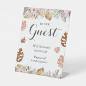 Rustic Neutral Boho Wedding Wifi Sign Reclamebord Met Voetstuk (Voorkant)