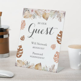 Rustic Neutral Boho Wedding Wifi Sign Reclamebord Met Voetstuk