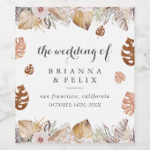 Rustic Neutral Boho Wedding Wijn Etiket (Enkel label)