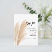 Rustic Neutral Earthy Boho Pampas Grass RSVP Uitno Uitnodiging Briefkaart (Staand voorkant)