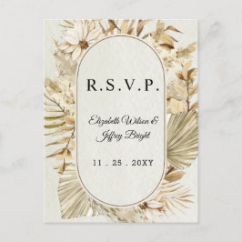Rustic Neutral Earthy Boho Pampas Grass RSVP Uitnodiging Briefkaart