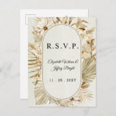 Rustic Neutral Earthy Boho Pampas Grass RSVP Uitnodiging Briefkaart (Voorkant / Achterkant)