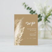 Rustic Neutral Earthy Boho Pampas Grass RSVP Uitnodiging Briefkaart (Staand voorkant)