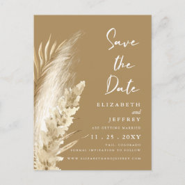 Rustic Neutral Earthy Boho Pampas Grass Wedding Aankondigingskaart