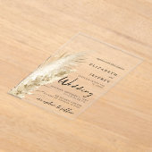 Rustic Neutral Earthy Boho Pampas Grass Wedding Acryl Uitnodigingen (Laagn)