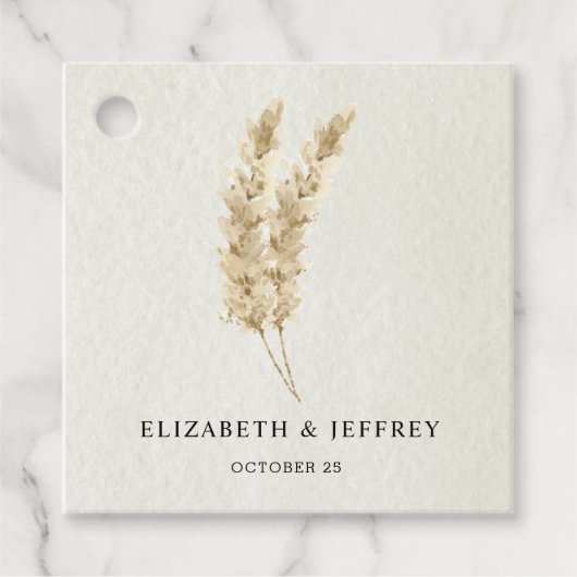 Rustic Neutral Earthy Boho Pampas Grass Wedding Bedankjes Labels (Voorkant)