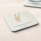 Rustic Neutral Earthy Boho Pampas Grass Wedding Bier Onderzetter (Linkerzijde)