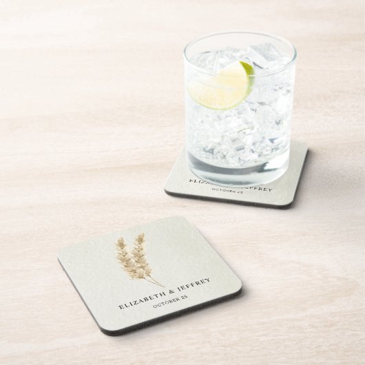 Rustic Neutral Earthy Boho Pampas Grass Wedding Bier Onderzetter (Rechterzijde)