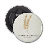 Rustic Neutral Earthy Boho Pampas Grass Wedding Button Flesopener (Voorkant)