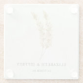Rustic Neutral Earthy Boho Pampas Grass Wedding Glazen Onderzetter (Achterkant)