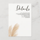 Rustic Neutral Earthy Boho Pampas Grass Wedding Informatiekaartje (Voorkant)