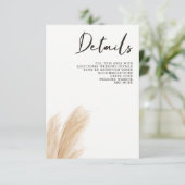 Rustic Neutral Earthy Boho Pampas Grass Wedding Informatiekaartje (Staand voorkant)