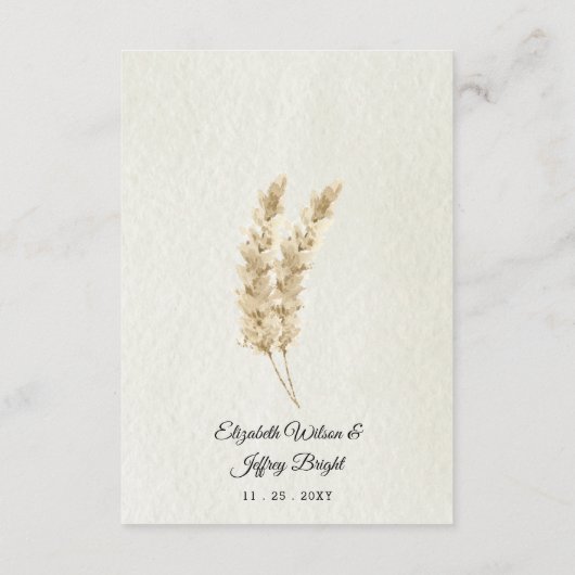 Rustic Neutral Earthy Boho Pampas Grass Wedding Informatiekaartje (Achterkant)