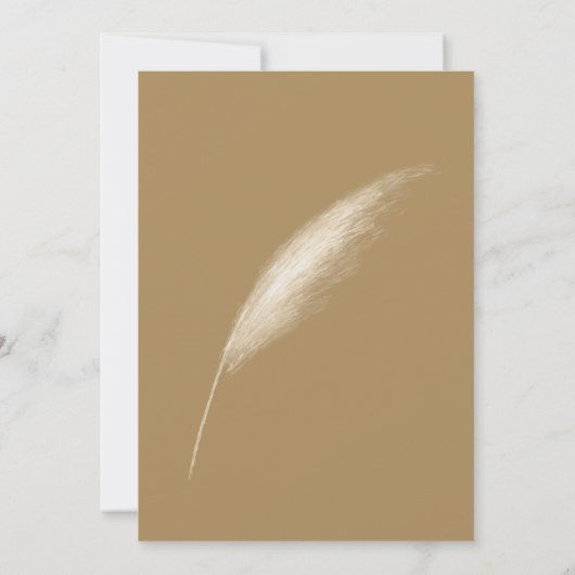 Rustic Neutral Earthy Boho Pampas Grass Wedding Kaart (Achterkant)