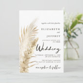 Rustic Neutral Earthy Boho Pampas Grass Wedding Kaart (Staand voorkant)