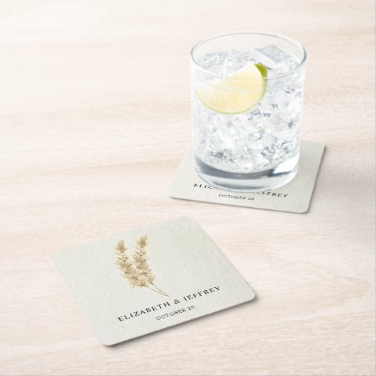 Rustic Neutral Earthy Boho Pampas Grass Wedding Kartonnen Onderzetters (Insitu)