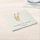 Rustic Neutral Earthy Boho Pampas Grass Wedding Kartonnen Onderzetters (Schuin)