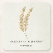 Rustic Neutral Earthy Boho Pampas Grass Wedding Kartonnen Onderzetters (Voorkant)