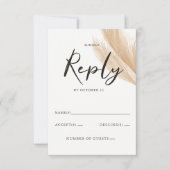 Rustic Neutral Earthy Boho Pampas Grass Wedding RSVP Kaartje (Voorkant)