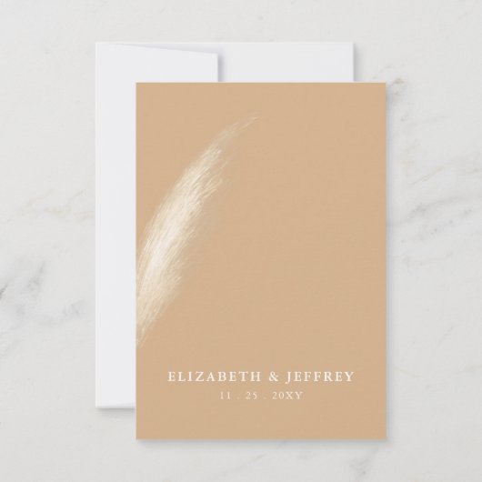 Rustic Neutral Earthy Boho Pampas Grass Wedding RSVP Kaartje (Achterkant)