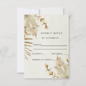 Rustic Neutral Earthy Boho Pampas Grass Wedding RSVP Kaartje (Voorkant)