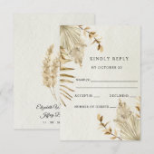 Rustic Neutral Earthy Boho Pampas Grass Wedding RSVP Kaartje (Voorkant / Achterkant)