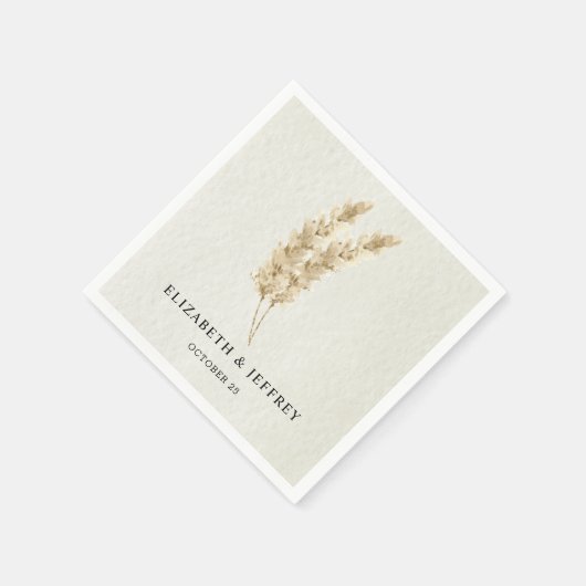 Rustic Neutral Earthy Boho Pampas Grass Wedding Servet (Hoek)