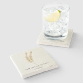 Rustic Neutral Earthy Boho Pampas Grass Wedding Stenen Onderzetter (Zijkant)