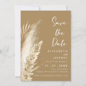 Rustic Neutral Earthy Boho Pampas Save the Date Aankondiging (Voorkant)