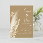 Rustic Neutral Earthy Boho Pampas Save the Date Aankondiging (Staand voorkant)