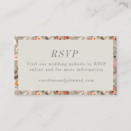 Rustic Neutral Earthy Floral Boho Wedding RSVP Informatiekaartje