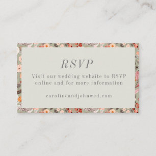 Rustic Neutral Earthy Floral Boho Wedding RSVP Informatiekaartje
