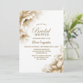 Rustic Neutral Floral Bridal Shower Kaart (Staand voorkant)